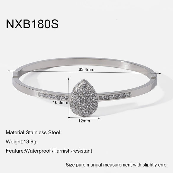 Wholesale Insstyle 18K Goldplated Geometric Zircon Clasp Stainless Steel Bracelet For Women