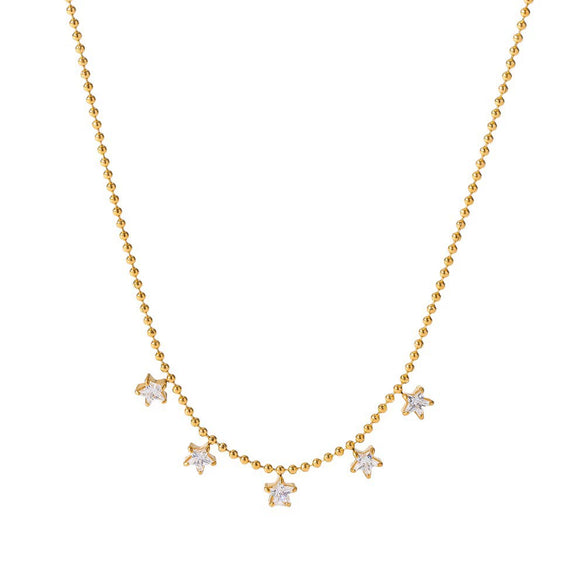Wholesale Insstyle Stainless Steel Fivepointed Star Geometric Pendant With Bead Chain Necklace For Women Pvd Furnace Vacuum Real Gold Plated