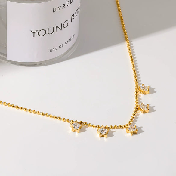 Wholesale Insstyle Stainless Steel Fivepointed Star Geometric Pendant With Bead Chain Necklace For Women Pvd Furnace Vacuum Real Gold Plated