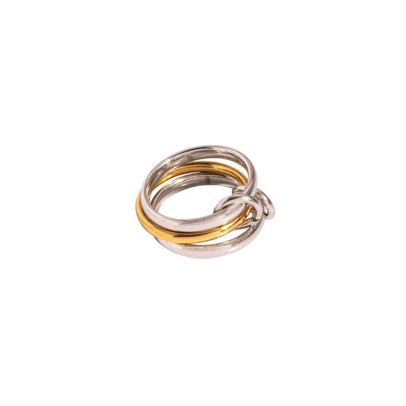 Wholesale Interlocking Plain Ring In Stainless Steel With Geometric Design Vacuum Real Gold Electroplating In Pvd Furnace Unisex Hand Jewelry