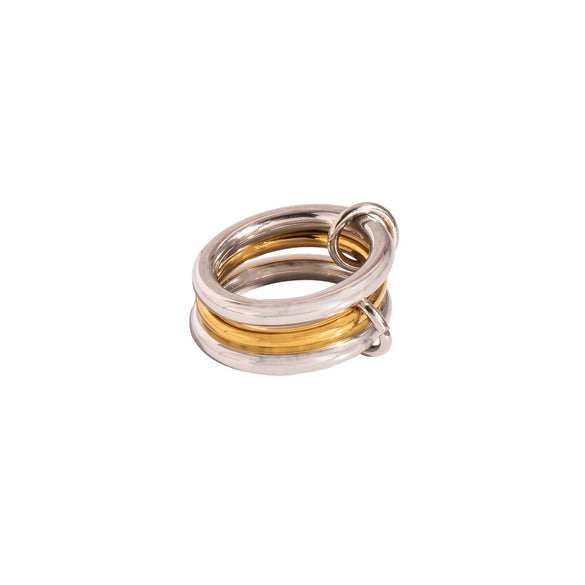 Wholesale Interlocking Plain Ring In Stainless Steel With Geometric Design Vacuum Real Gold Electroplating In Pvd Furnace Unisex Hand Jewelry