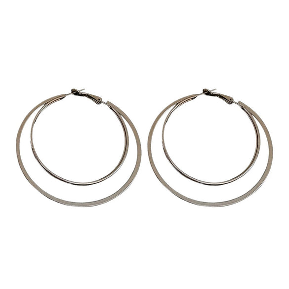 Wholesale Iron Doublelayer Round Plain Hoop Earrings Exaggerated Geometric Electroplated For Women