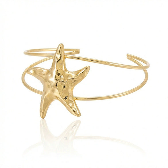 Wholesale Iron Electroplated Starfish Open Arm Bracelet Modern Minimalist Animal Style Hand Accessory