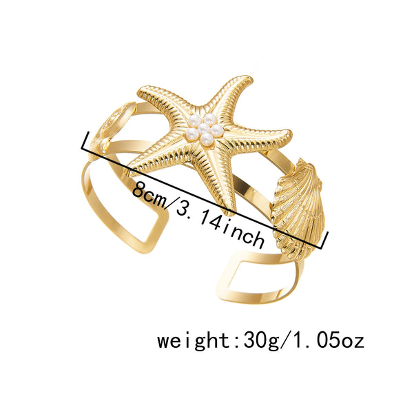 Wholesale Iron Electroplated Starfish Open Arm Bracelet Modern Minimalist Animal Style Hand Accessory