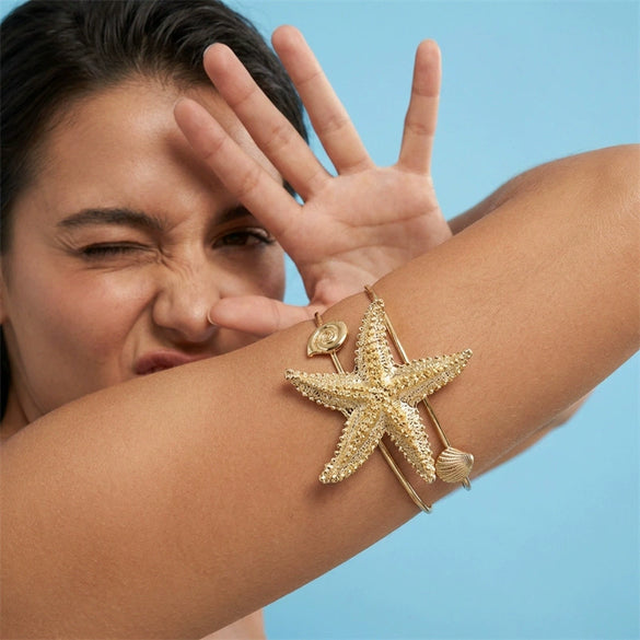 Wholesale Iron Electroplated Starfish Open Arm Bracelet Modern Minimalist Animal Style Hand Accessory