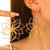 Wholesale Iron Flower Hollow Electroplated Women's Earrings