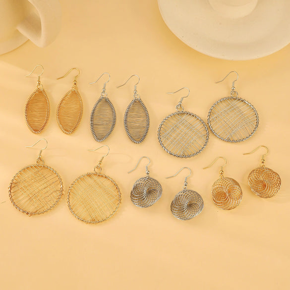 Wholesale Iron Geometric Hollow Round Earrings With Electroplating For Women