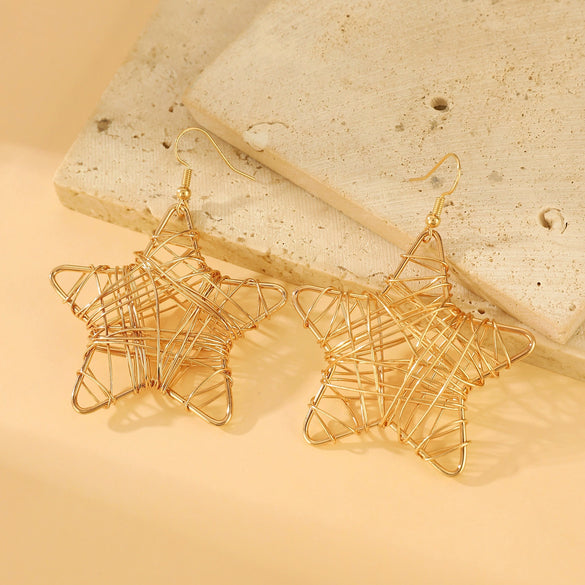 Wholesale Iron Geometric Hollow Round Earrings With Electroplating For Women