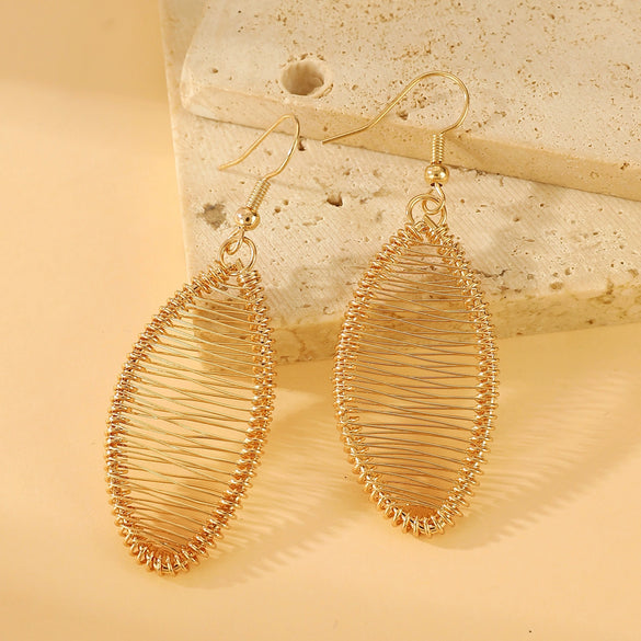 Wholesale Iron Geometric Hollow Round Earrings With Electroplating For Women