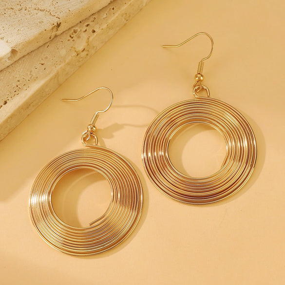 Wholesale Iron Geometric Hollow Round Earrings With Electroplating For Women