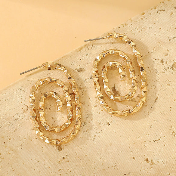 Wholesale Iron Geometric Hollow Round Earrings With Electroplating For Women
