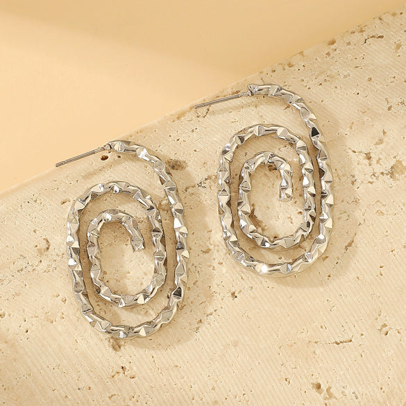 Wholesale Iron Geometric Hollow Round Earrings With Electroplating For Women