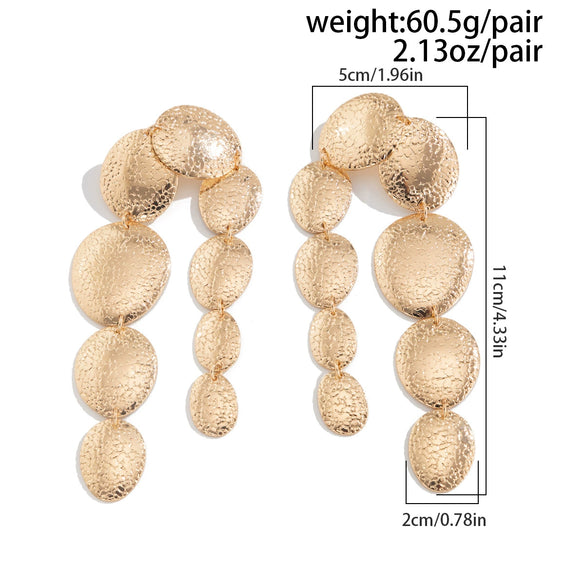 Wholesale Iron Geometric Oval Clavicle Necklace And Long Tassel Earrings With Electroplating Treatment