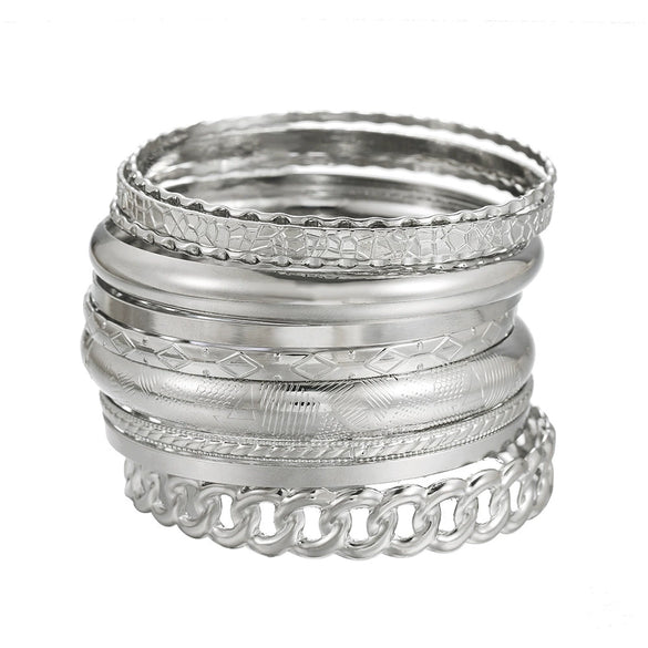 Wholesale Iron Geometric Pattern Folded Bracelet For Women With Electroplating And Retro Simple Style