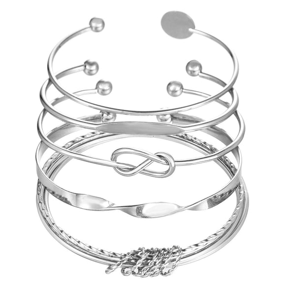 Wholesale Iron Geometric Pattern Folded Bracelet For Women With Electroplating And Retro Simple Style