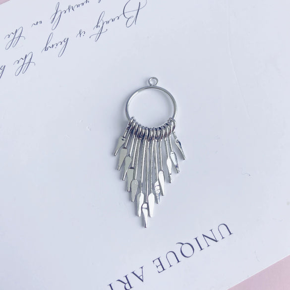 Wholesale Iron Geometric Round Tassel Earrings Pendant With 18K Real Gold Color Electroplated