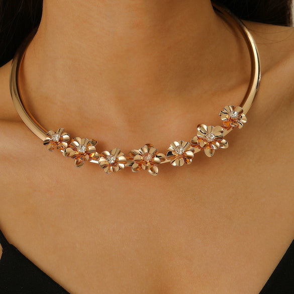 Wholesale Iron Geometric Style Electroplating Collar Earrings Twopiece Set Accessories For Women