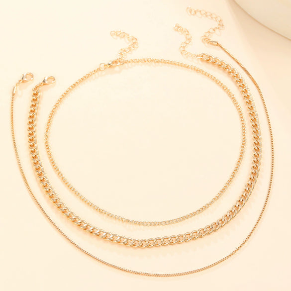 Wholesale Iron Multilayer Stacked Necklace With Geometric Design And Electroplating Treatment