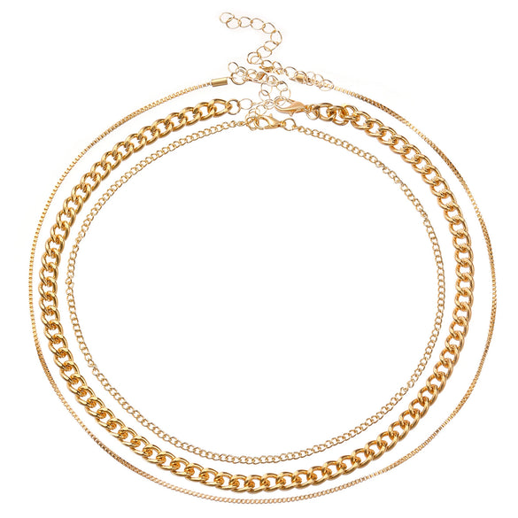 Wholesale Iron Multilayer Stacked Necklace With Geometric Design And Electroplating Treatment