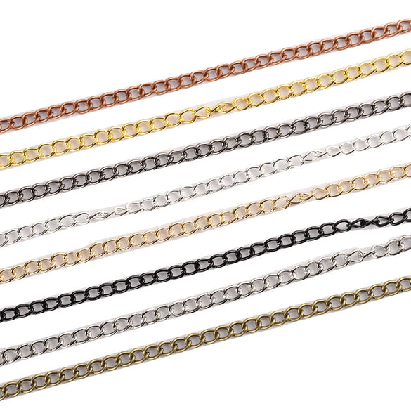 Wholesale Iron Side Flat Chain Necklace With Electroplating Process