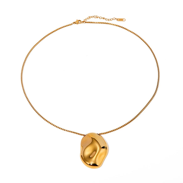 Wholesale Irregular Concave Hammer Snake Bone Chain Stainless Steel Electroplated Necklace For Women