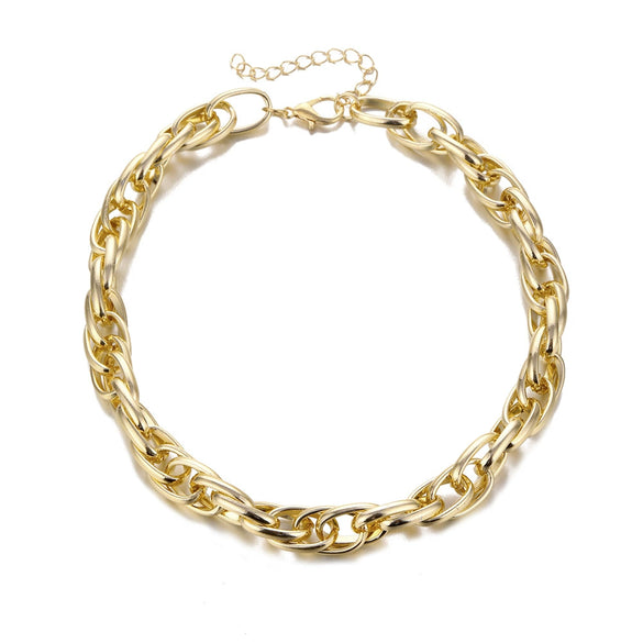 Wholesale Irregular Geometric Exaggerated Thick Twisted Chain Necklace Made Of Alloy With Electroplating