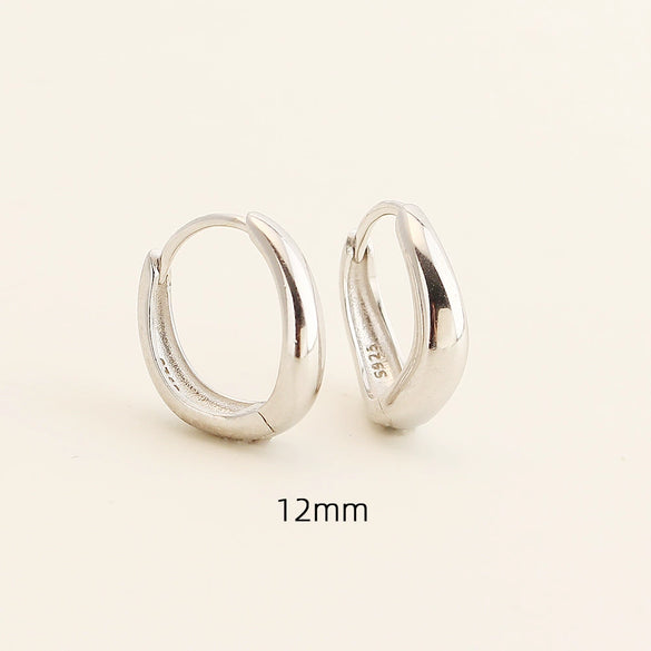 Wholesale Irregular Geometric Plain Hoop Earrings S925 Silver Glossy Electroplated Unisex