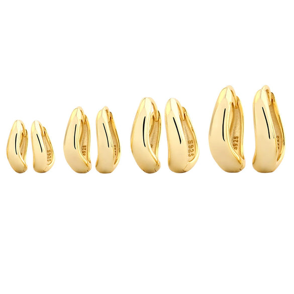 Wholesale Irregular Geometric Plain Hoop Earrings S925 Silver Glossy Electroplated Unisex