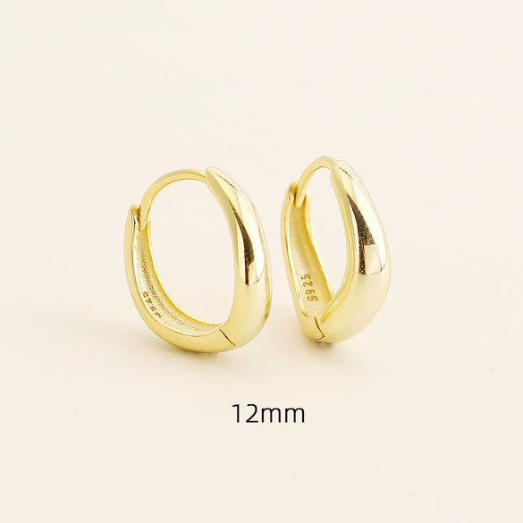 Wholesale Irregular Geometric Plain Hoop Earrings S925 Silver Glossy Electroplated Unisex