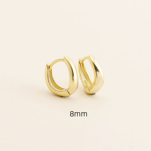 Wholesale Irregular Geometric Plain Hoop Earrings S925 Silver Glossy Electroplated Unisex