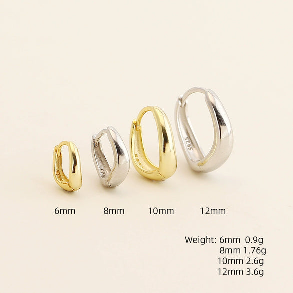 Wholesale Irregular Geometric Plain Hoop Earrings S925 Silver Glossy Electroplated Unisex