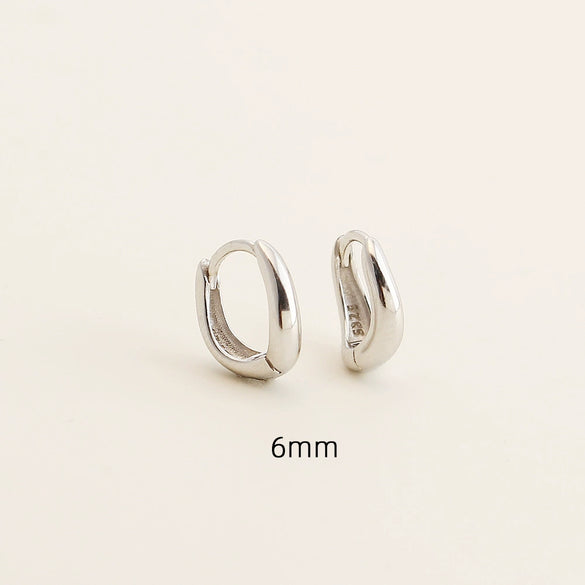 Wholesale Irregular Geometric Plain Hoop Earrings S925 Silver Glossy Electroplated Unisex
