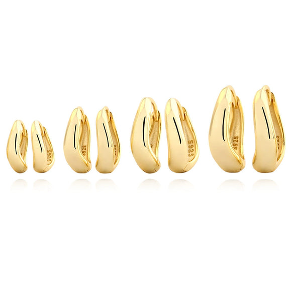 Wholesale Irregular Geometric Plain Hoop Earrings S925 Silver Glossy Electroplated Unisex