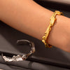 Wholesale Irregular Hammer Wavy Opening Bracelet Stainless Steel 18K Gold Plated For Women