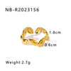 Wholesale Irregular Heartshaped Concaveconvex Surface Geometric Opening Ring In Stainless Steel With 18K Furnace Vacuum Plating For Women