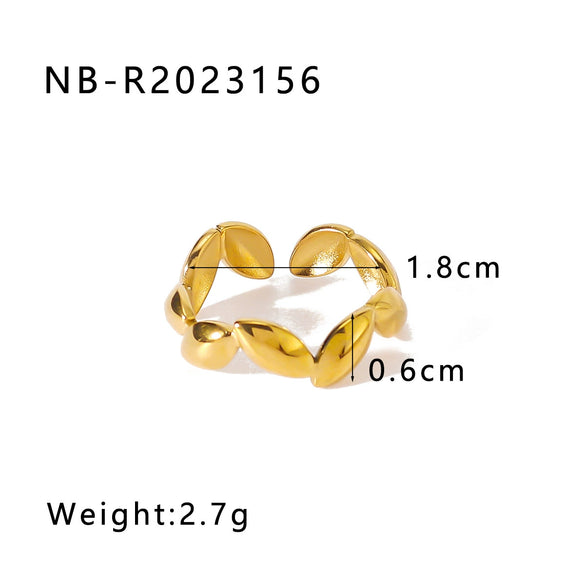 Wholesale Irregular Heartshaped Concaveconvex Surface Geometric Opening Ring In Stainless Steel With 18K Furnace Vacuum Plating For Women