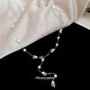 Wholesale Irregular Imitation Pearl Collarbone Chain For Women With Geometric Design And Electroplating Jewelry