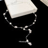 Wholesale Irregular Imitation Pearl Collarbone Chain For Women With Geometric Design And Electroplating Jewelry