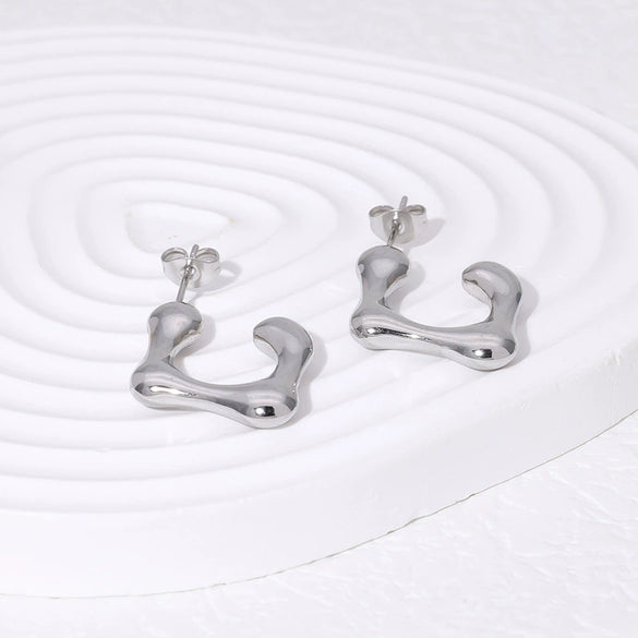 Wholesale Irregular 18K Goldplated Titanium Steel And Stainless Steel Earrings For Women With Highend Metal Style