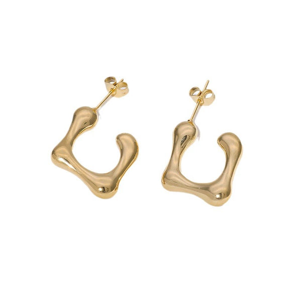 Wholesale Irregular 18K Goldplated Titanium Steel And Stainless Steel Earrings For Women With Highend Metal Style