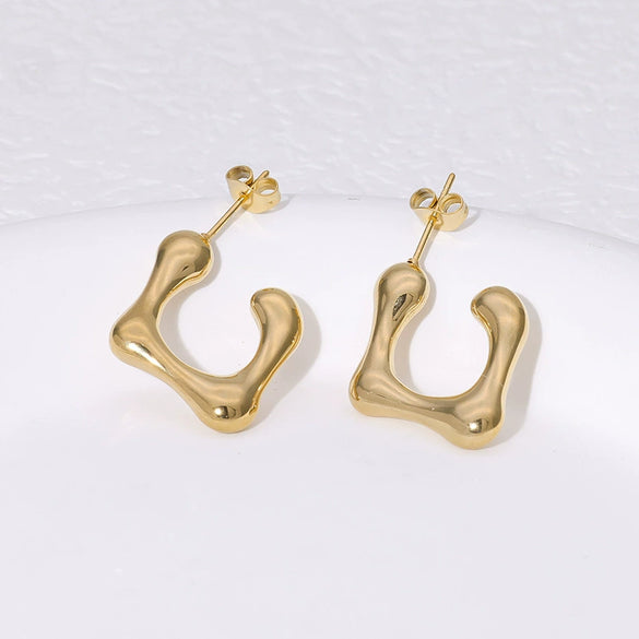 Wholesale Irregular 18K Goldplated Titanium Steel And Stainless Steel Earrings For Women With Highend Metal Style