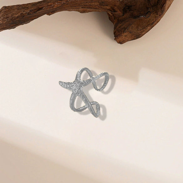 Wholesale Irregular Ocean Ring With Scallop Opening Adjustable Made Of Titanium Steel In Casual And Minimalist Style 18K Gold Plated By Vacuum Electroplating For Women