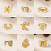 Wholesale Irregular Ocean Ring With Scallop Opening Adjustable Made Of Titanium Steel In Casual And Minimalist Style 18K Gold Plated By Vacuum Electroplating For Women