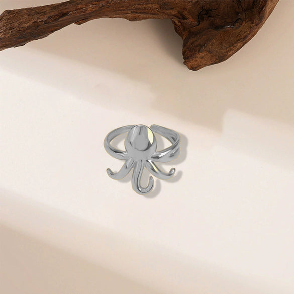 Wholesale Irregular Ocean Ring With Scallop Opening Adjustable Made Of Titanium Steel In Casual And Minimalist Style 18K Gold Plated By Vacuum Electroplating For Women