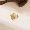 Wholesale Irregular Ocean Ring With Scallop Opening Adjustable Made Of Titanium Steel In Casual And Minimalist Style 18K Gold Plated By Vacuum Electroplating For Women