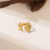 Wholesale Irregular Ocean Ring With Scallop Opening Adjustable Made Of Titanium Steel In Casual And Minimalist Style 18K Gold Plated By Vacuum Electroplating For Women