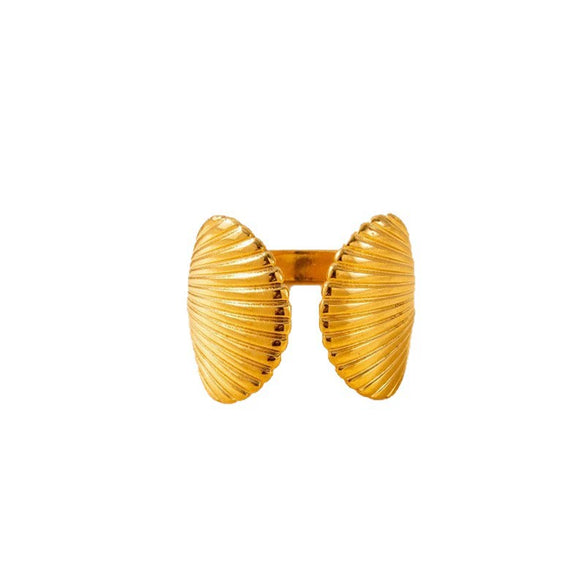 Wholesale Irregular Ocean Ring With Scallop Opening Adjustable Made Of Titanium Steel In Casual And Minimalist Style 18K Gold Plated By Vacuum Electroplating For Women