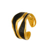 Wholesale Irregular Oil Dripping Stainless Steel Ring With Geometric Design French Retro Style 18K Gold Plated Opening Adjustable For Women