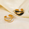 Wholesale Irregular Oil Dripping Stainless Steel Ring With Geometric Design French Retro Style 18K Gold Plated Opening Adjustable For Women