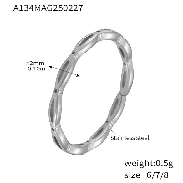 Wholesale Irregular Open Ring Titanium Steel Pvd Plated 18K True Gold Color Geometric Light Luxury Design